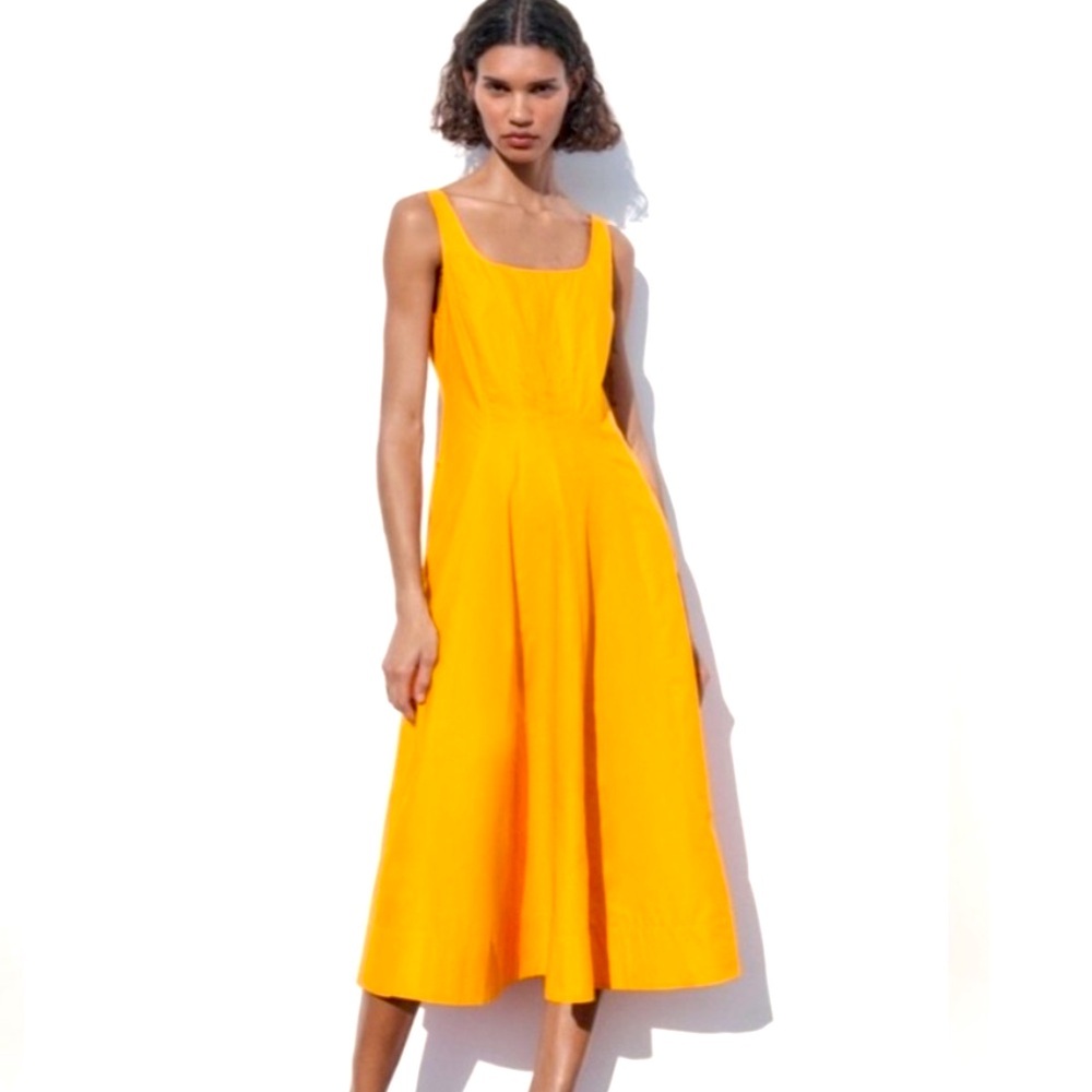 Zara limited edition corset style cotton midi dress